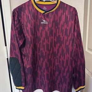 Score Maroon Long-Sleeve Goalie Jersey with Yellow Trim